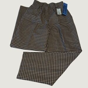 SK & Company Vintage Wool Blend Houndstooth Pleated Trousers Pants Gray Black 10